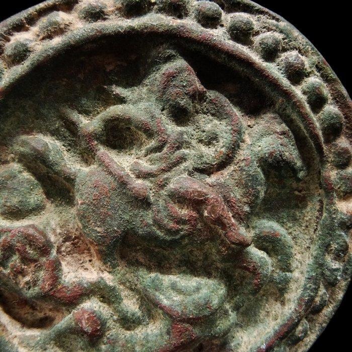 West-Aziatisch - Plaque relief en bronze - ridder die twee, Antiek en Kunst, Antiek | Overige Antiek