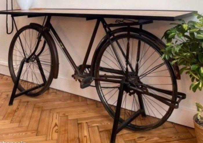 Wandtafel - IJzer, Hout - Fietsconsole, Antiek en Kunst, Curiosa en Brocante