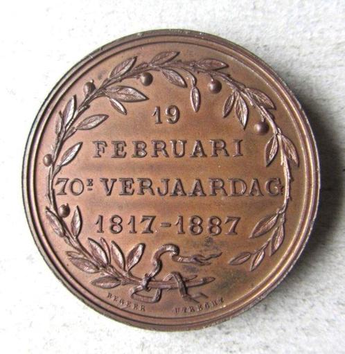 Pays-Bas. Penning 1878 70e verjaardag van Koning Willem III, Postzegels en Munten, Munten en Bankbiljetten | Toebehoren