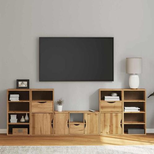 vidaXL 5-delige tv-meubels met opbergruimte ODDA massief, Huis en Inrichting, Kasten |Televisiemeubels, Nieuw, Verzenden