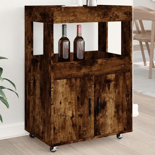 vidaXL Chariot de bar chêne fumé 60x39,5x89 cm bois, Maison & Meubles, Armoires | Dressoirs, Neuf, Envoi