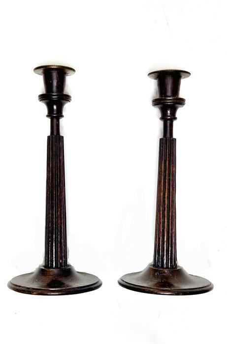 Kandelaar (2) - Hout, Messing, Antiquités & Art, Curiosités & Brocante