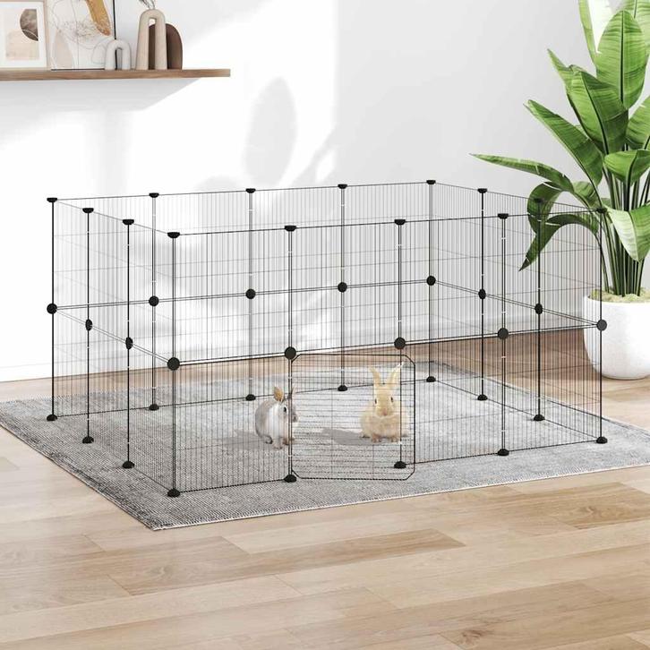 vidaXL Huisdierenkooi met deur 28 panelen 35x35 cm staal, Animaux & Accessoires, Rongeurs & Lapins | Cages & Clapiers, Envoi