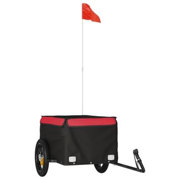 Stevige Fietstrailer 30kg | Zwart/Rood | OP = OP 40% beschikbaar voor biedingen