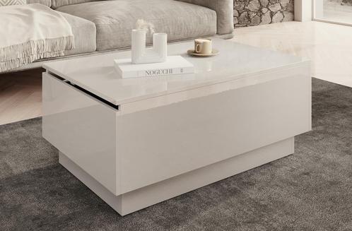 Meubella| salontafel rechthoekig hoogglans wit met klep 90cm, Huis en Inrichting, Tafels | Salontafels, Nieuw, 50 tot 100 cm, Minder dan 50 cm