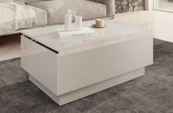 Meubella| salontafel rechthoekig hoogglans wit met klep 90cm, Huis en Inrichting, Tafels | Salontafels, Nieuw, 50 tot 100 cm, Minder dan 50 cm