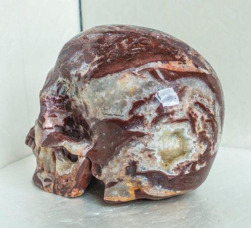 Schedel, met de hand uit geborduurd glas van gekke kant, Verzamelen, Mineralen en Fossielen
