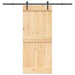 vidaXL Schuifdeur met beslag 90x210 cm massief grenenhout, Doe-het-zelf en Bouw, Deuren en Vliegenramen, Verzenden, Nieuw