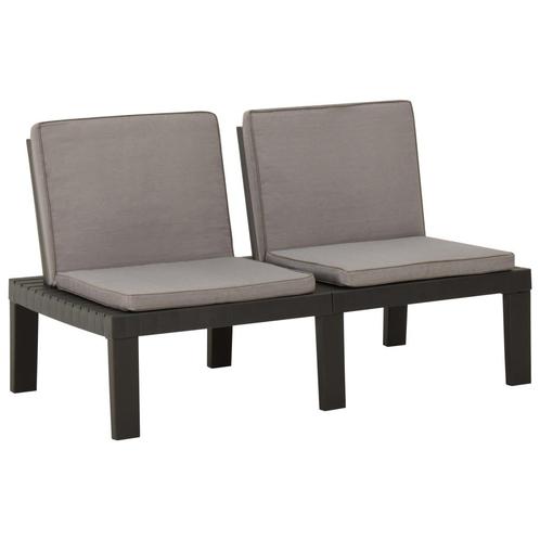 vidaXL Loungebank met kussen kunststof grijs, Tuin en Terras, Tuinsets en Loungesets, Nieuw, Verzenden