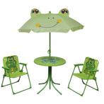 vidaXL 3-delige Bistroset voor kinderen met parasol groen, Tuin en Terras, Verzenden, Nieuw