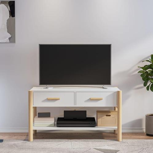 vidaXL Tv-meubel 82x38x45 cm bewerkt hout wit, Maison & Meubles, Armoires | Mobilier de télévision, Envoi