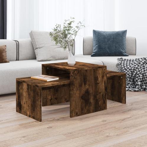 vidaXL Salontafelset 100x48x40 cm bewerkt hout gerookt, Huis en Inrichting, Tafels | Salontafels, Nieuw, Verzenden