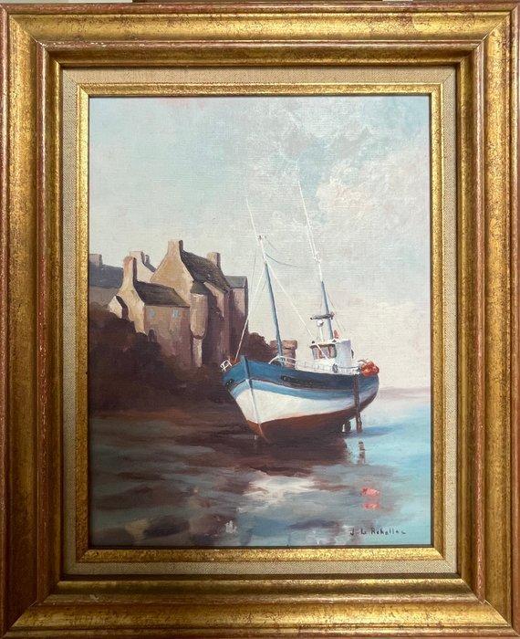 J Le Rohellec - Fishing boat, Antiquités & Art, Art | Peinture | Classique