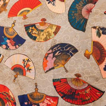 Oosterse Stof - Traditionele Japanse Ventilatoren - Textiel, Antiek en Kunst
