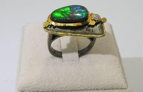 ammoliet Ring - Hoogte: 27 mm - Breedte: 26 mm- 8.8 g - (1), Verzamelen, Mineralen en Fossielen