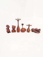 Figuur - Zes vintage houten dieren Royal Pet, Antiek en Kunst