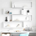 vidaXL Wandschappen kubus 4 st 100x15x30 cm bewerkt hout wit, Huis en Inrichting, Verzenden, Nieuw