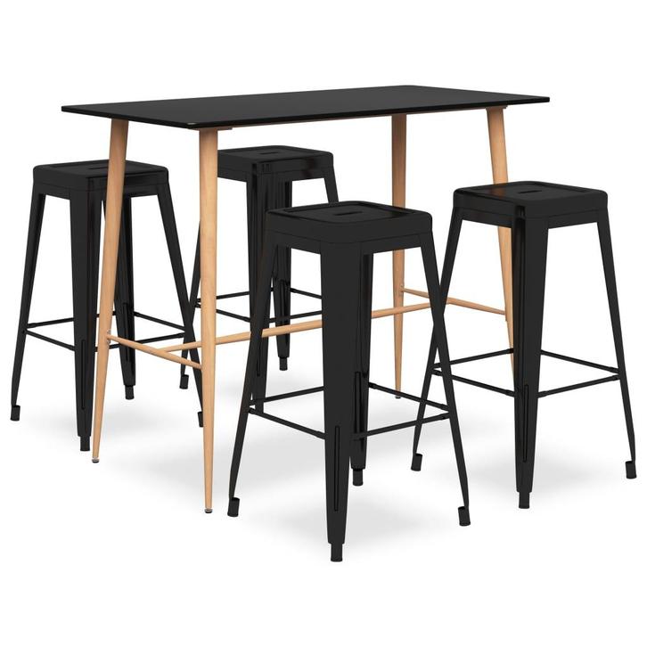 vidaXL 5-delige Barset zwart, Huis en Inrichting, Complete eetkamers, Nieuw, Verzenden