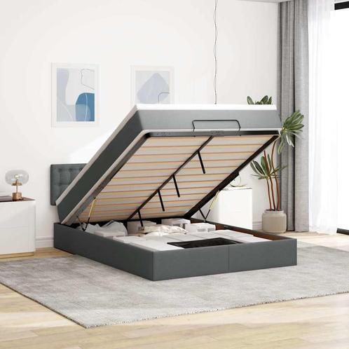 vidaXL Bed poef met matras en LEDs stof 140x190 cm, Huis en Inrichting, Slaapkamer | Bedden, Nieuw, Verzenden