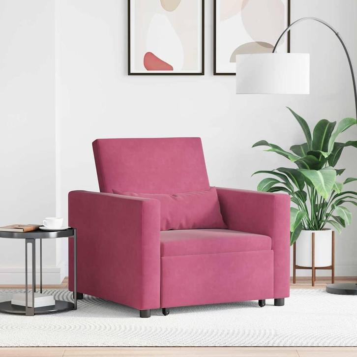 vidaXL Enkel Slaapbank met wielen Wijnrood 90 x 165 x 87 cm, Huis en Inrichting, Fauteuils, Nieuw, Verzenden