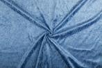 Velours blauw stof - 10m rol - Polyester - Goedkoop!, Verzenden