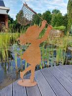 Statue, garden statue silhouette of girl with butterfly net
