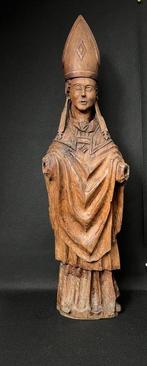 sculptuur, Statue d’ évêque - 83 cm - Hout