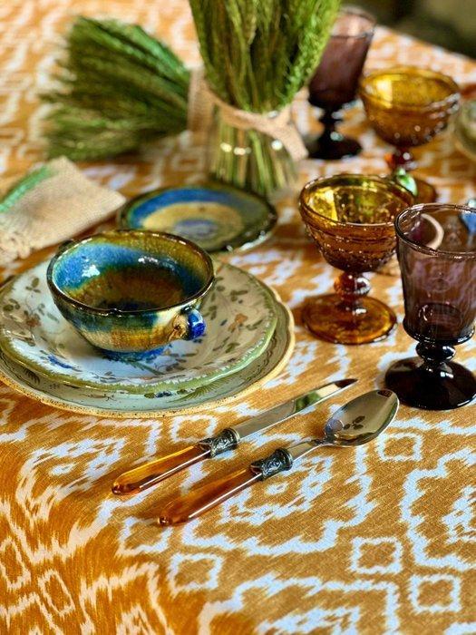 Tafelkleed met ikat-stijl patroon voor grote tafels. -, Antiek en Kunst, Antiek | Tapijten, Tafelkleden en Textiel