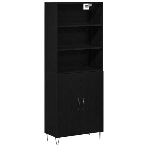vidaXL Highboard Zwart Eiken 69.5x34x180 cm Gefabriceerd, Huis en Inrichting, Kasten | Dressoirs, Nieuw, Verzenden