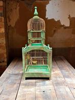 Vintage Vogelkooi - Hout, Messing - Hoogte 68 cm