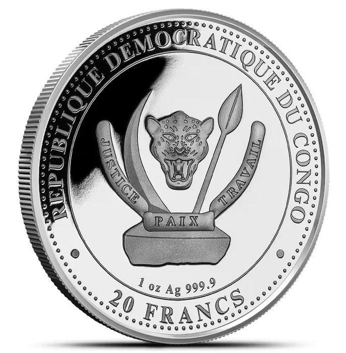Congo. 20 Francs 2024 – Prehistoric: Utahraptor – 1 oz, Postzegels en Munten, Munten | Europa | Niet-Euromunten