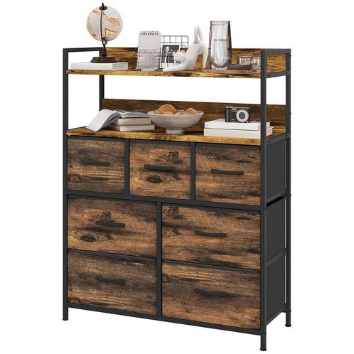 Ladekast - Stoffen - Opvouwbare laden - Stalen frame - Bruin, Huis en Inrichting, Kasten | Ladekasten, Nieuw, Ophalen of Verzenden