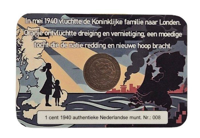 Nederland. Wilhelmina. 1940 Coincard Een Koningshuis op de, Postzegels en Munten, Munten | Nederland