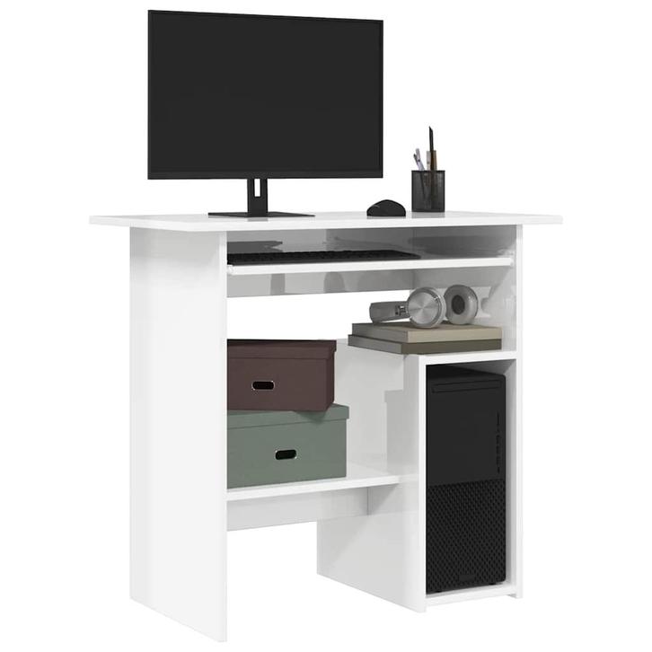 vidaXL Bureau 80x45x74 cm bewerkt hout hoogglans wit, Huis en Inrichting, Bureaus, Nieuw, Verzenden