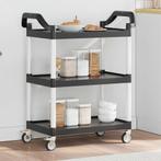 vidaXL Trolley 3-laags 81x41x92 cm aluminium zwart, Verzenden, Nieuw