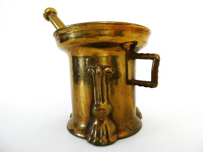 Vijzel - Unieke vijzel met 1 oor compleet met stamper, Antiquités & Art, Antiquités | Ustensiles de cuisine