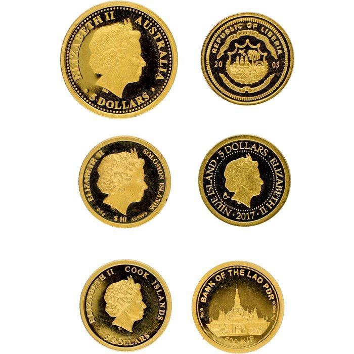 Wereld. 2003/2021 Kleine gouden herinneringsmuntjes (6, Postzegels en Munten, Munten | Europa | Niet-Euromunten