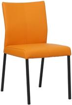 Oranje leren moderne eetkamerstoel - poot vierkant zwart -, Huis en Inrichting, Stoelen, Nieuw, Modern, Leer, Ophalen of Verzenden