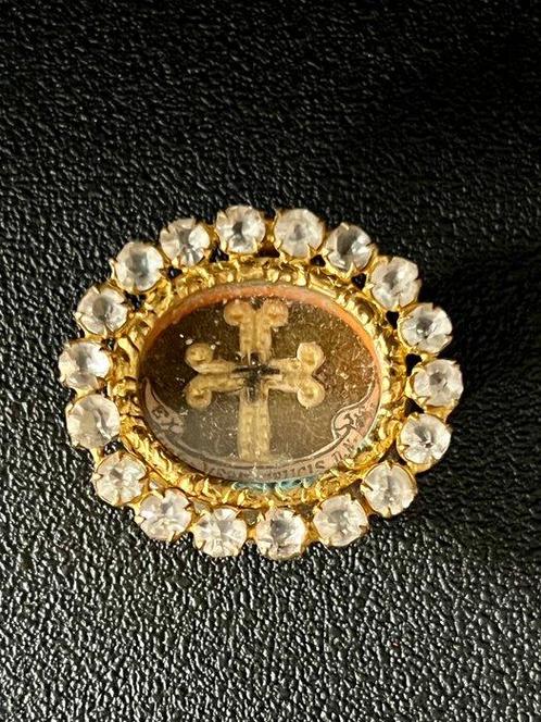 Reliekhouder - Verguld messing - 1850-1900 - Sint-Croix van, Antiek en Kunst, Kunst | Niet-Westerse kunst