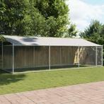 Hondenhok met dak en deur 6x2x2 m gegalvaniseerd staal grijs, Dieren en Toebehoren, Verzenden, Nieuw