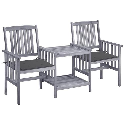 vidaXL Tuinstoelen met tafeltje en kussens massief, Tuin en Terras, Tuinsets en Loungesets, Nieuw, Verzenden