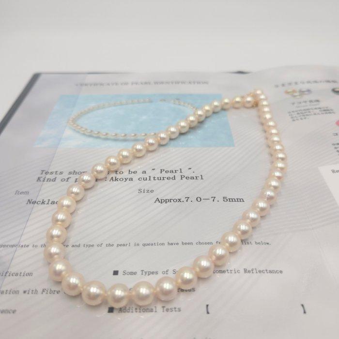 Zonder Minimumprijs - Halsketting Zilver Parel - K18 Akoya, Handtassen en Accessoires, Kettingen