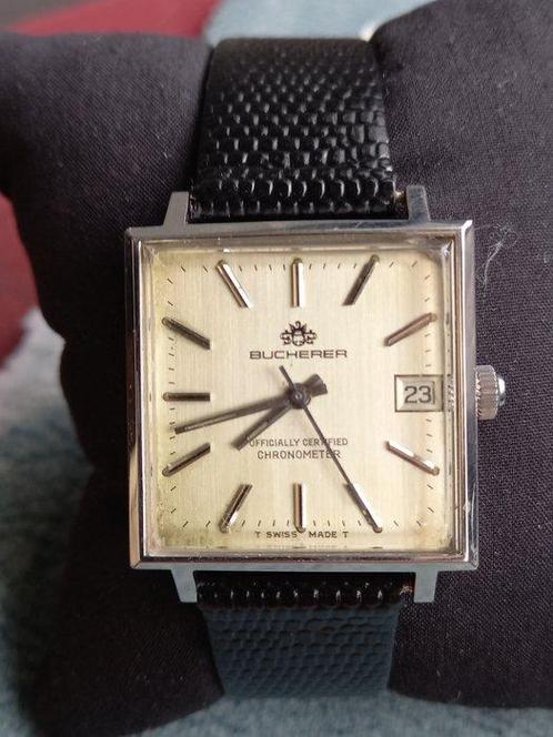 Bucherer - Chronometer vintage Square Case Automatic Watch -, Handtassen en Accessoires, Horloges | Heren