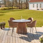 Ronde metalen tuintafel donkerbruin | Ø115 cm, Tuin en Terras, Tuintafels, Verzenden, Nieuw, Rond, Kunststof