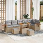 vidaXL 9-delige Tuinspoogset met Kussens - Beige Riet en, Tuin en Terras, Verzenden, Nieuw