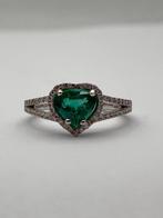 Bague - 18 carats Or blanc Émeraude - Diamant, Bijoux, Sacs & Beauté