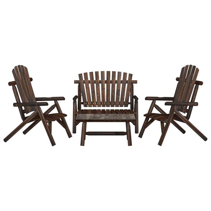 vidaXL 4-delige Loungeset massief vurenhout, Tuin en Terras, Tuinsets en Loungesets, Loungeset, Nieuw, Verzenden