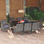 vidaXL 9-delige Tuinset met kussens poly rattan grijs, Tuin en Terras, Tuinsets en Loungesets, Verzenden, Nieuw, Tuinset