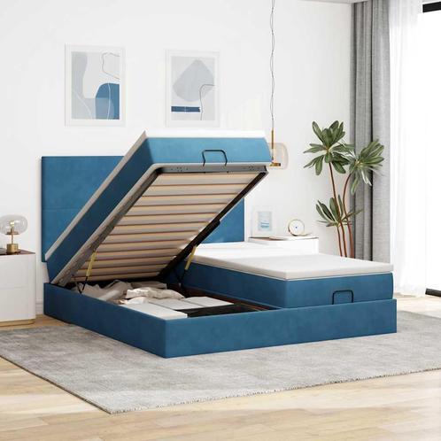 vidaXL Bed poef met matrassen en leds 200x200 cm fluweel, Huis en Inrichting, Slaapkamer | Bedden, Nieuw, Verzenden
