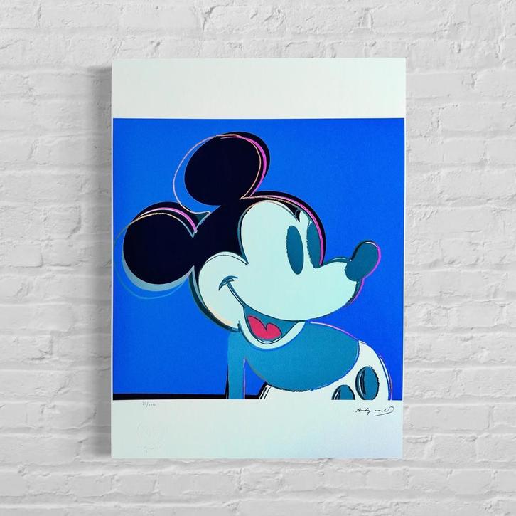 Genummerde Editie ANDY WARHOL Mickey Mouse Blauw, Antiquités & Art, Art | Lithographies & Sérigraphies, Envoi
